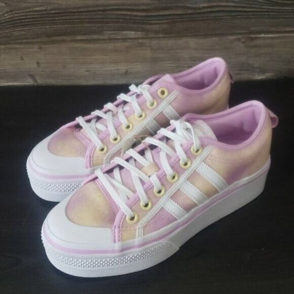 New Adidas Nizza Platforms Womens Shoes Size 7 Lilac Tie Dye Summer Festival - Picture 7 of 10